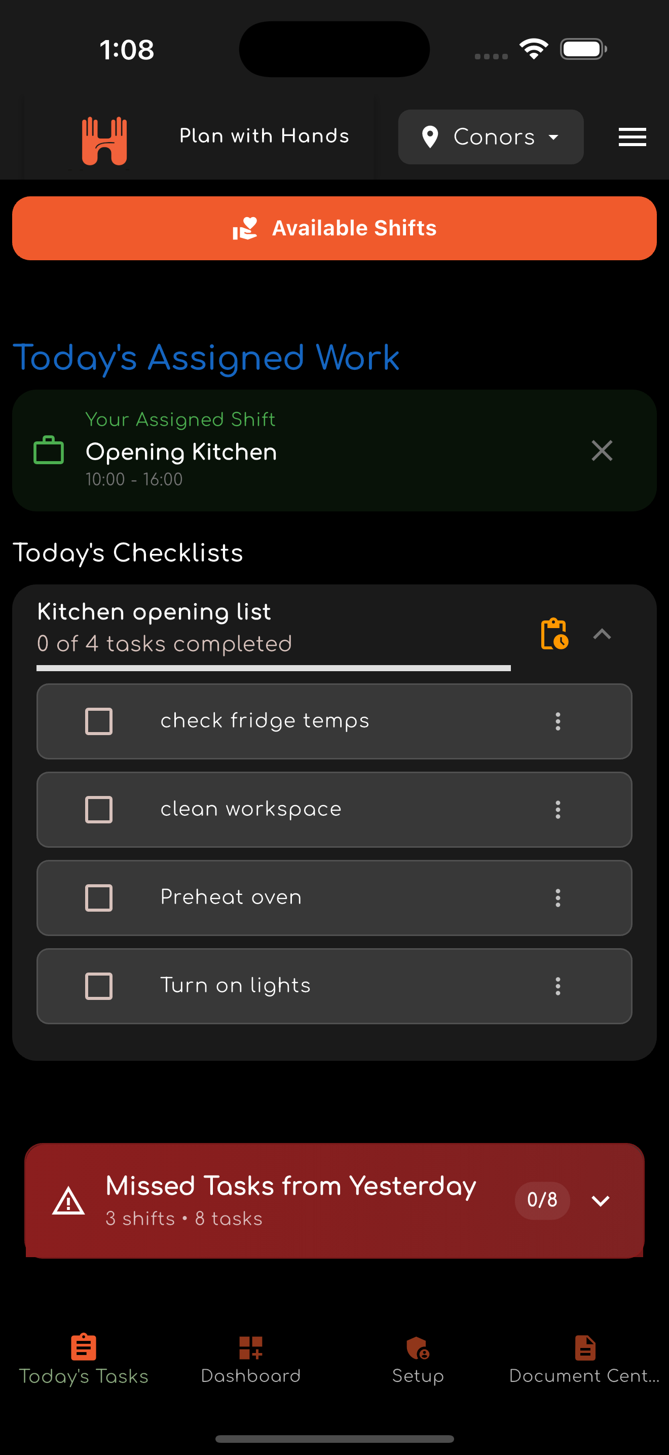 Daily Checklists feature screenshot